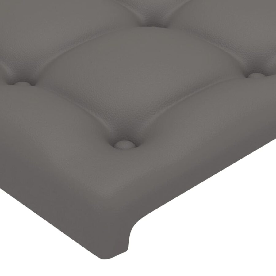 Hoofdbord LED 203x16x78/88 cm kunstleer grijs - Afbeelding 5
