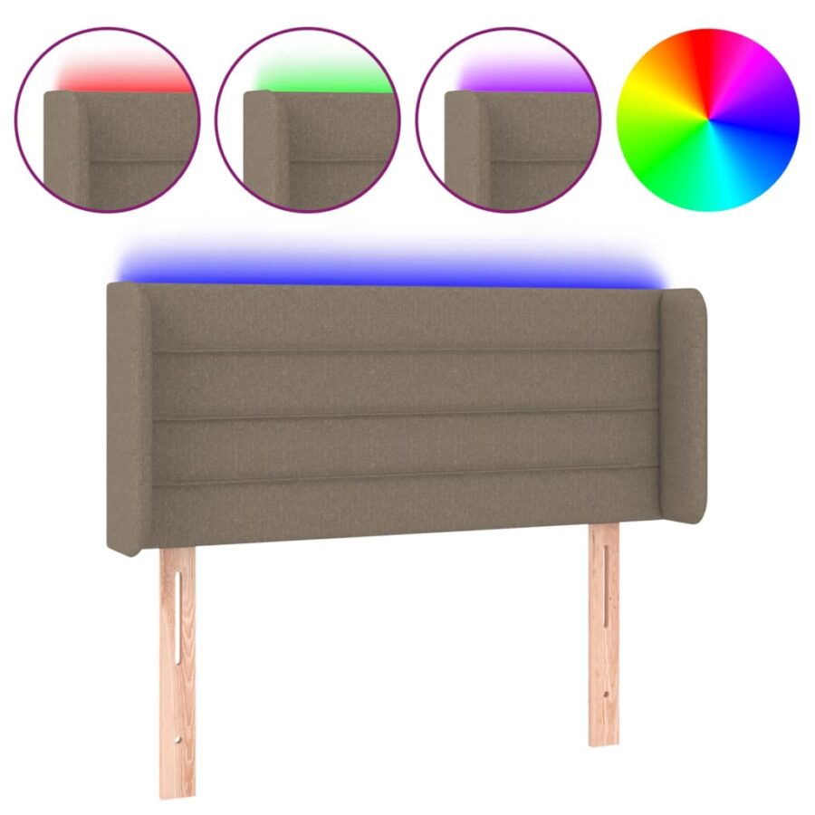 Hoofdbord LED 83x16x78/88 cm stof taupe - Afbeelding 2
