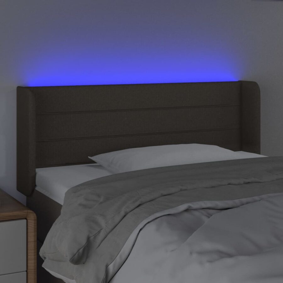 Hoofdbord LED 83x16x78/88 cm stof taupe - Afbeelding 4