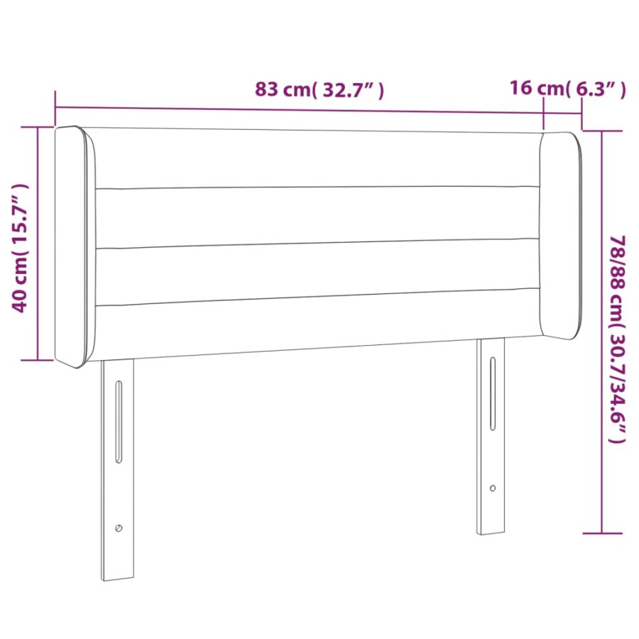 Hoofdbord LED 83x16x78/88 cm stof taupe - Afbeelding 6
