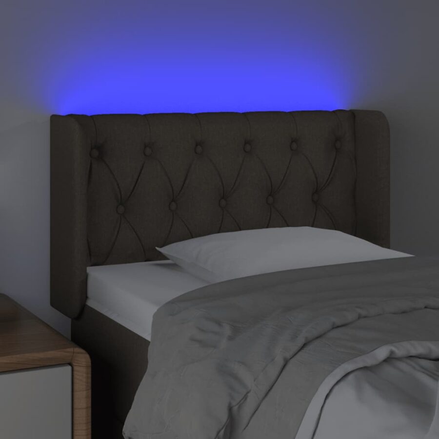 Hoofdbord LED 83x16x78/88 cm stof taupe - Afbeelding 4