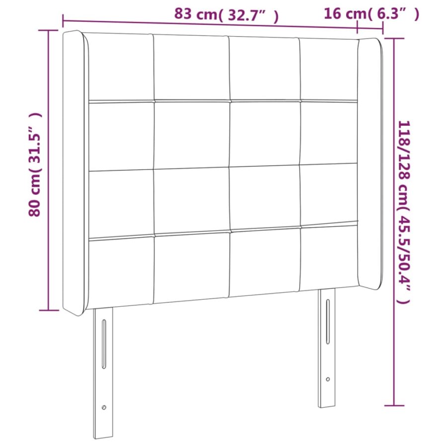 Hoofdbord LED 83x16x118/128 cm stof donkerbruin - Afbeelding 6