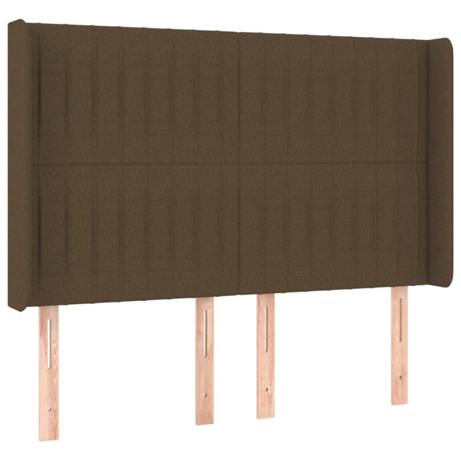 Hoofdbord LED 147x16x118/128 cm stof donkerbruin - Afbeelding 3