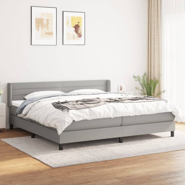 Boxspring met matras stof lichtgrijs 200x200 cm