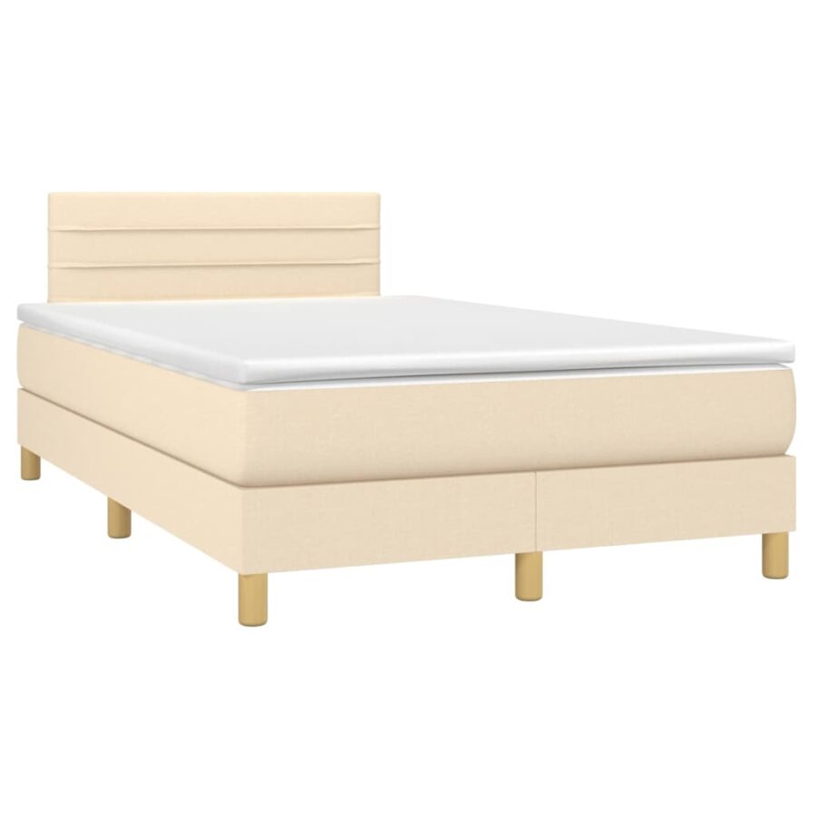 Boxspring met matras en LED stof crèmekleurig 120x200 cm - Afbeelding 3