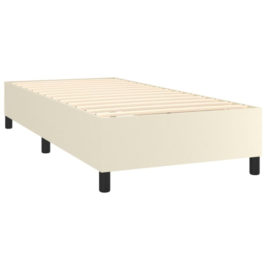 Boxspring met matras en LED kunstleer crèmekleurig 80x200 cm - Afbeelding 5