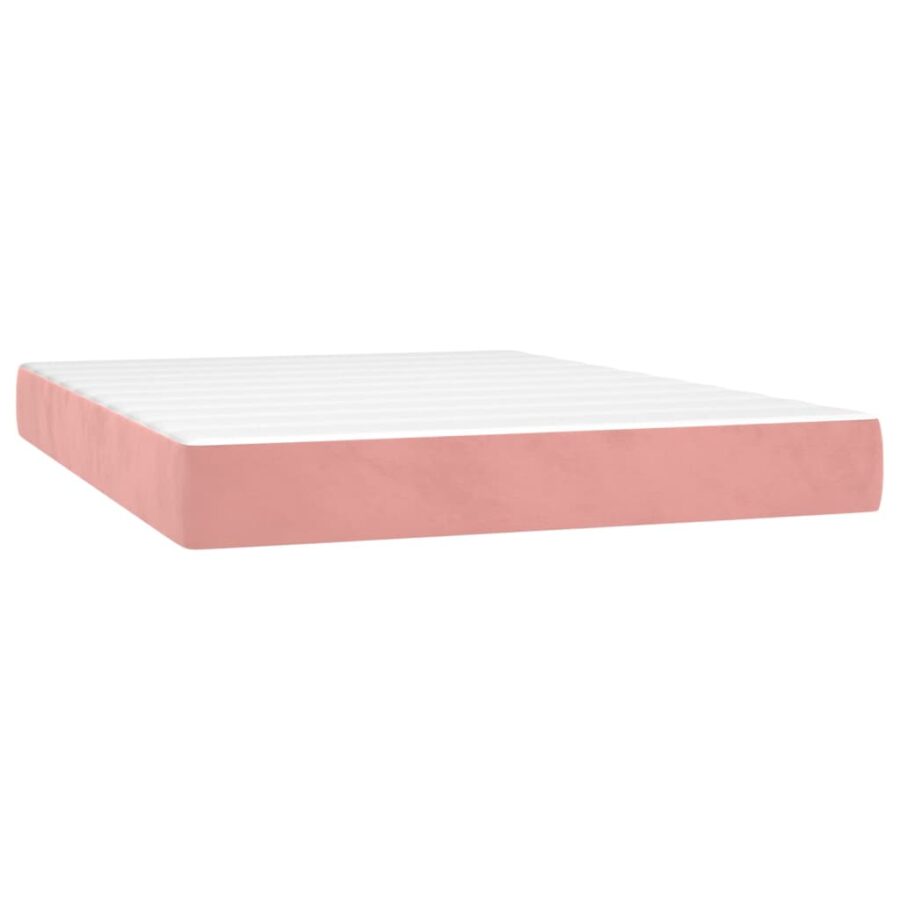 Boxspring met matras en LED fluweel roze 140x200 cm - Afbeelding 6