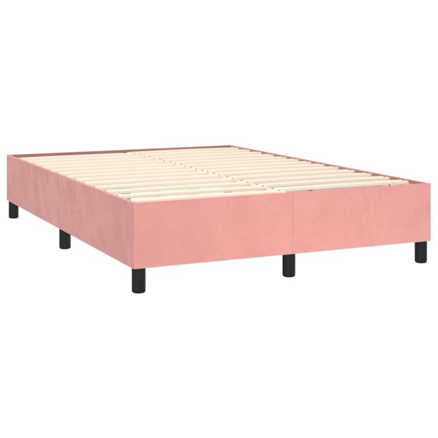 Boxspring met matras en LED fluweel roze 140x200 cm - Afbeelding 5