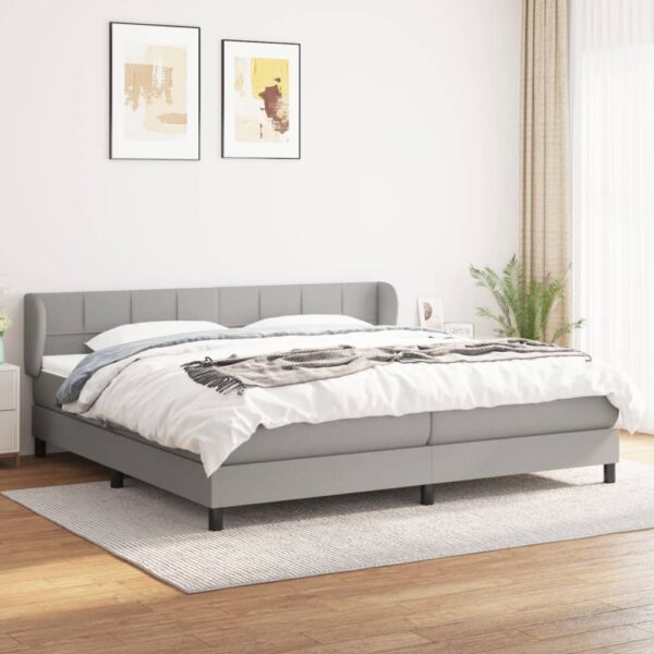 Boxspring met matras stof lichtgrijs 200x200 cm