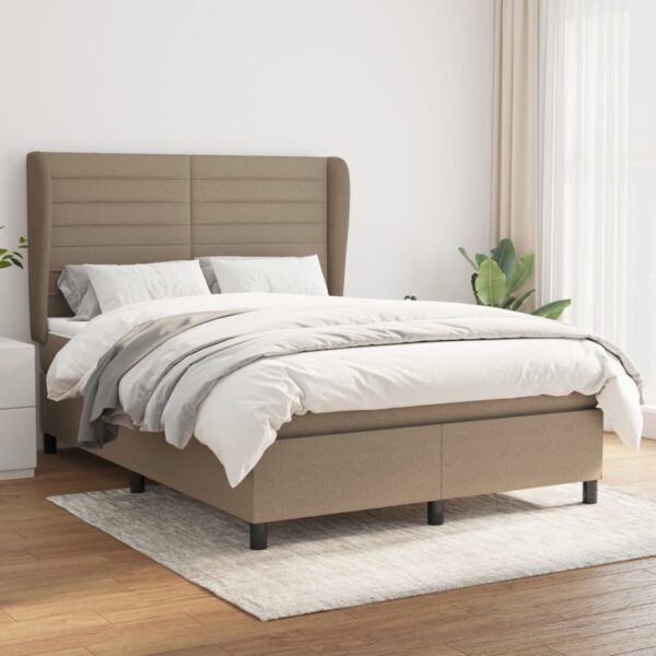 Boxspring met matras stof taupe 140x190 cm