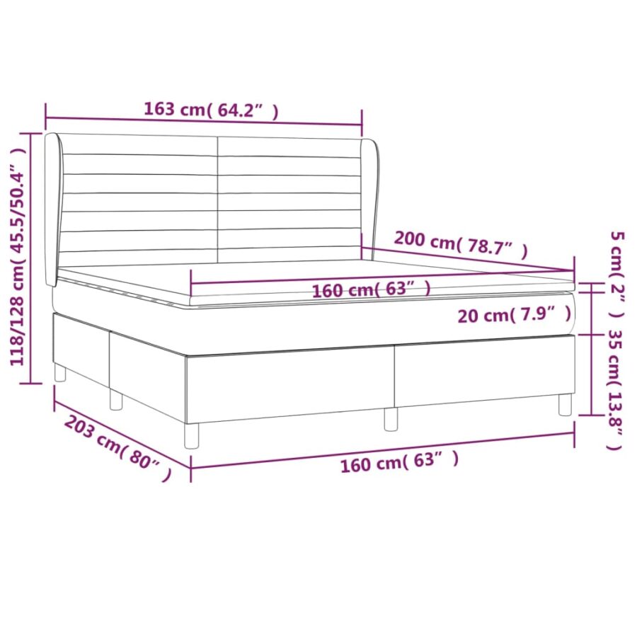 Boxspring met matras stof crèmekleurig 160x200 cm - Afbeelding 7