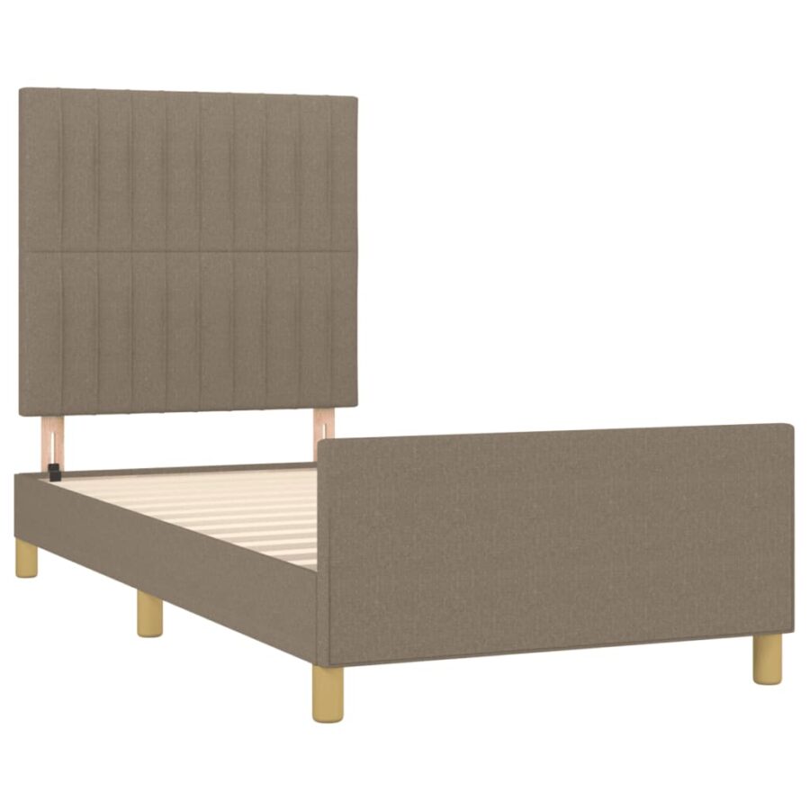 Bedframe met hoofdeinde stof taupe 90x200 cm - Afbeelding 4