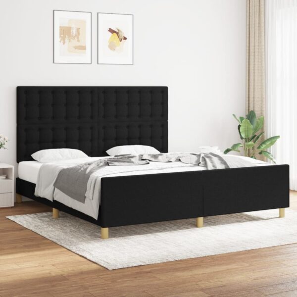 Bedframe met hoofdeinde stof zwart 180x200 cm