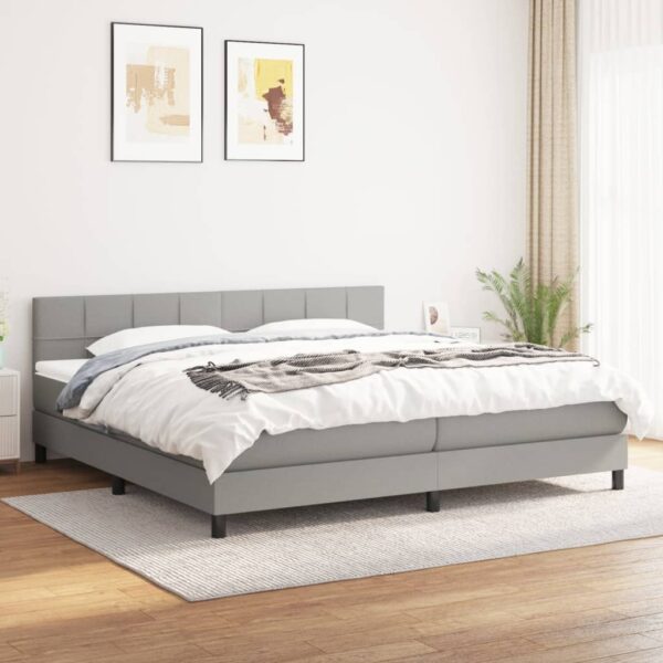 Boxspring met matras stof lichtgrijs 200x200 cm