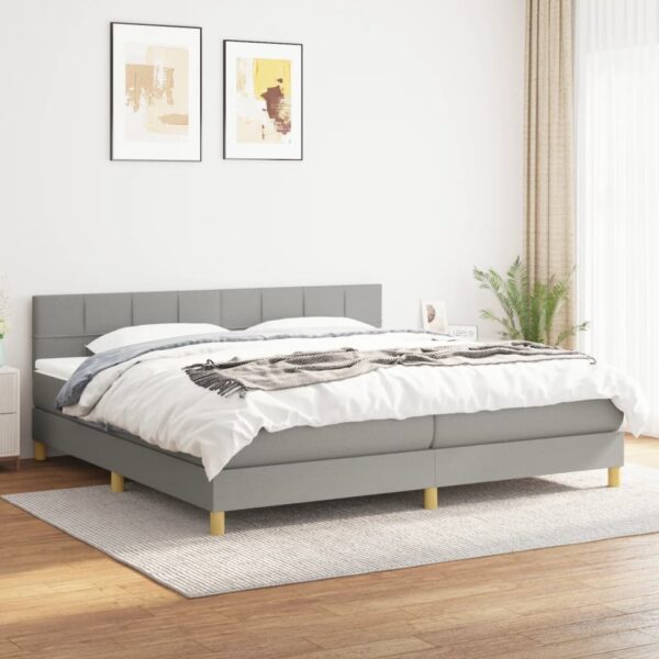 Boxspring met matras stof lichtgrijs 200x200 cm