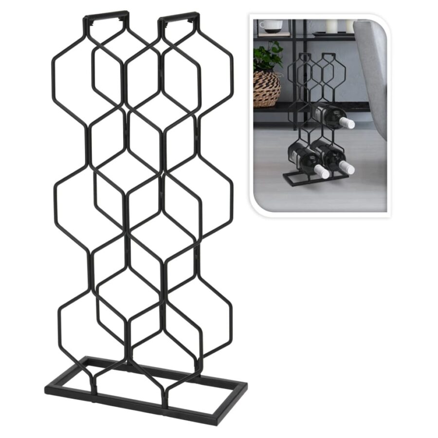 Home&Styling Wijnrek voor 8 flessen metaal zwart - Afbeelding 2