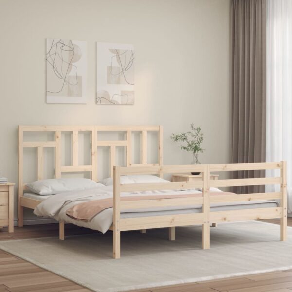 Bedframe met hoofdbord massief hout