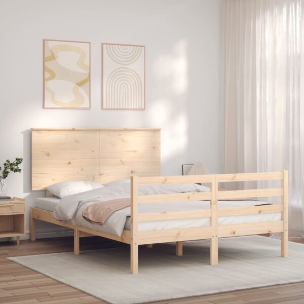 Bedframe met hoofdbord massief hout