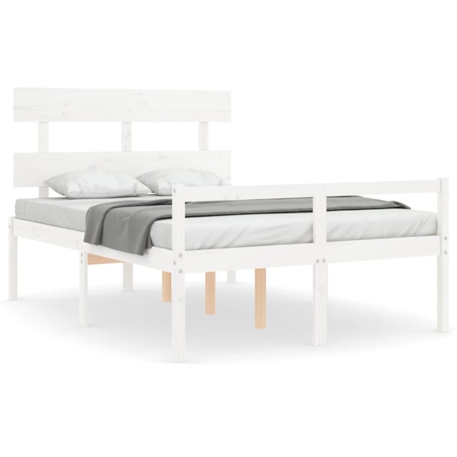 Seniorenbed met hoofdbord massief hout wit 140x200 cm - Afbeelding 2