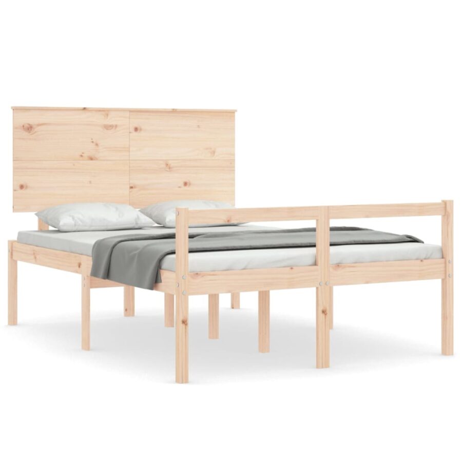 Seniorenbed met hoofdbord massief hout - Afbeelding 2