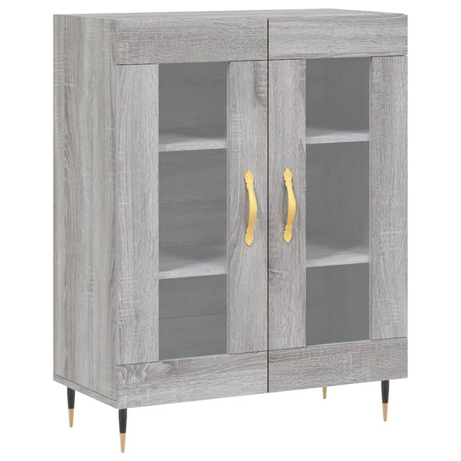 Hoge kast 69,5x34x180 cm bewerkt hout grijs sonoma eikenkleurig - Afbeelding 7
