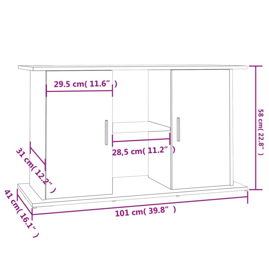 Aquariumstandaard 101x41x58 cm bewerkt hout sonoma eikenkleurig - Afbeelding 11