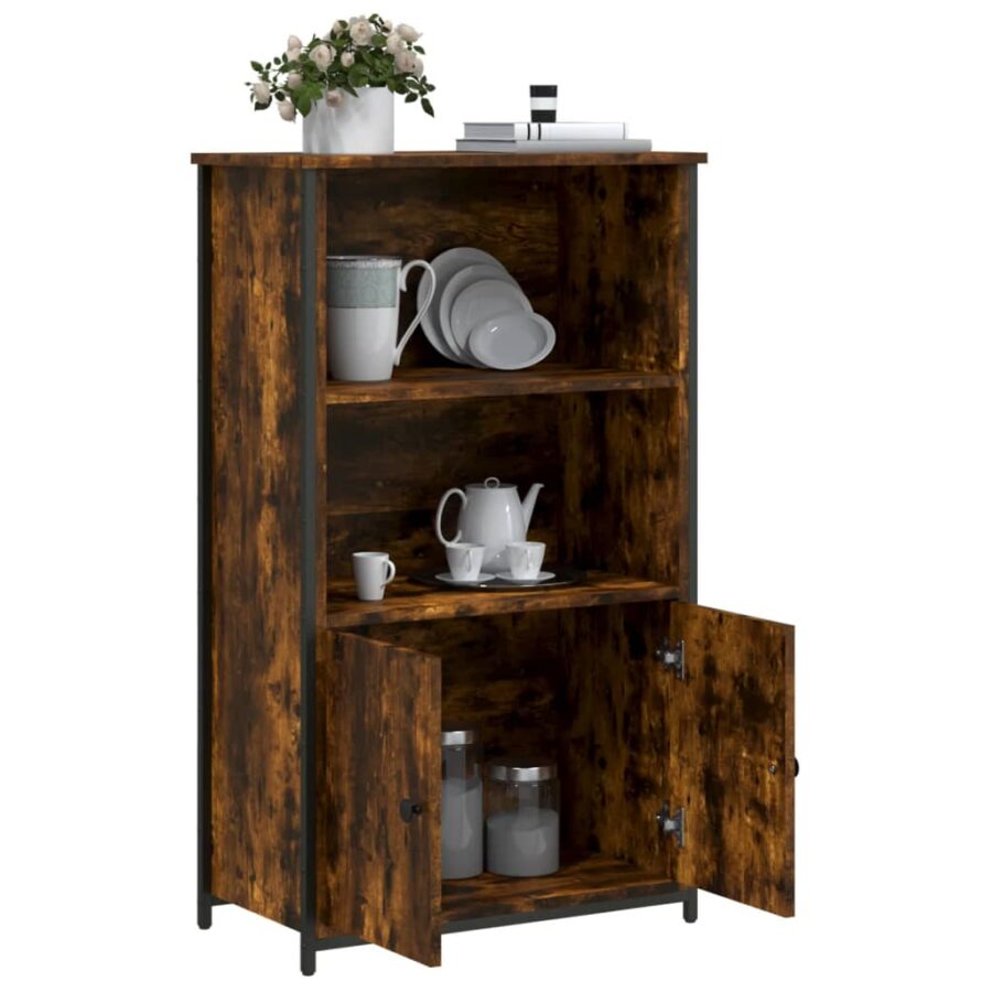Hoge kast 62x32x103,5 cm bewerkt hout gerookt eikenkleurig - Afbeelding 4
