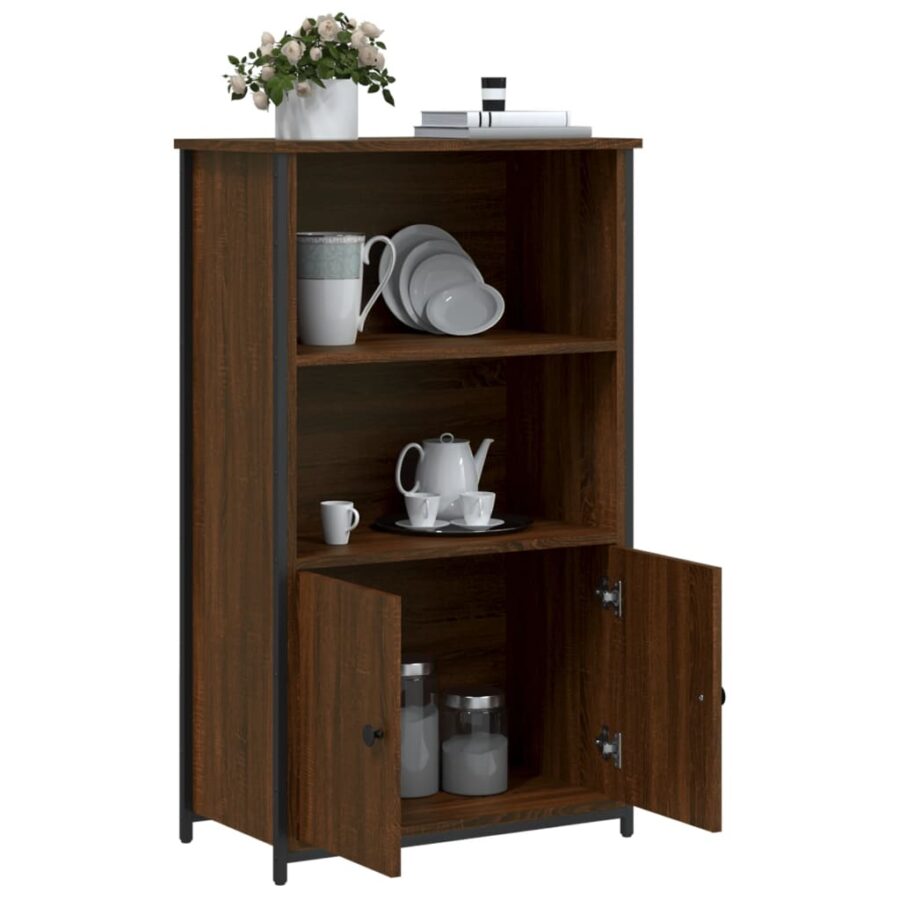 Hoge kast 62x32x103,5 cm bewerkt hout bruin eikenkleur - Afbeelding 4