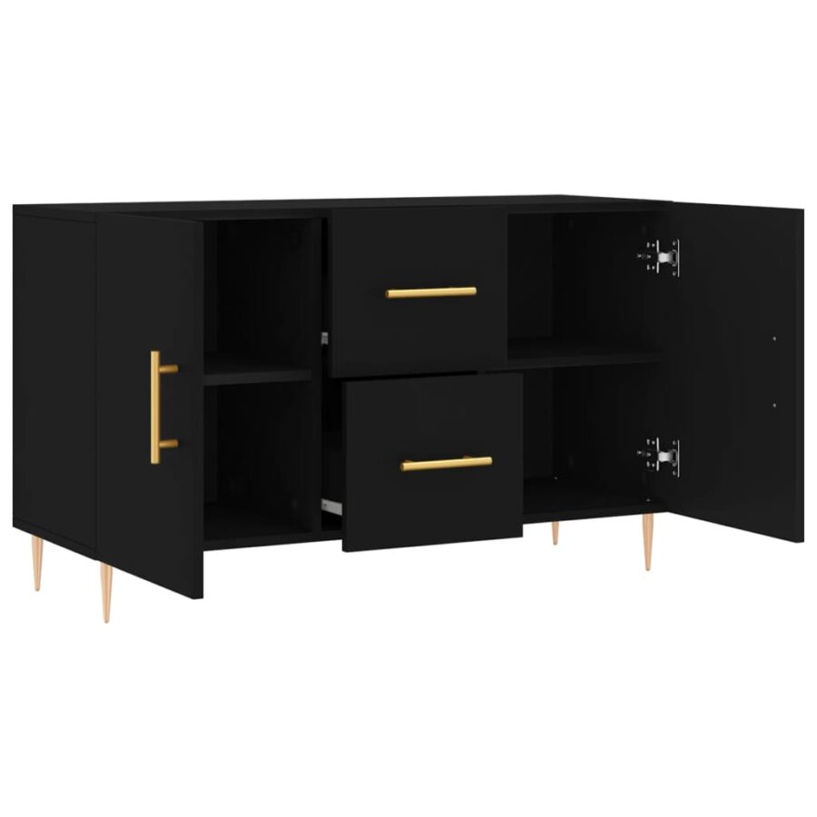 Dressoir 100x36x60 cm bewerkt hout zwart - Afbeelding 5