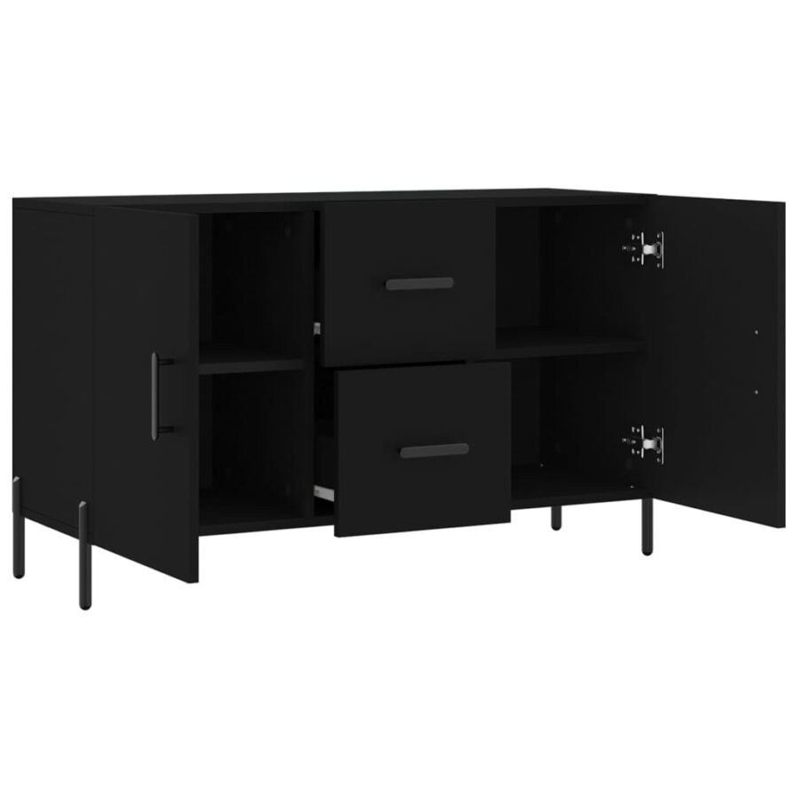 Dressoir 100x36x60 cm bewerkt hout zwart - Afbeelding 5