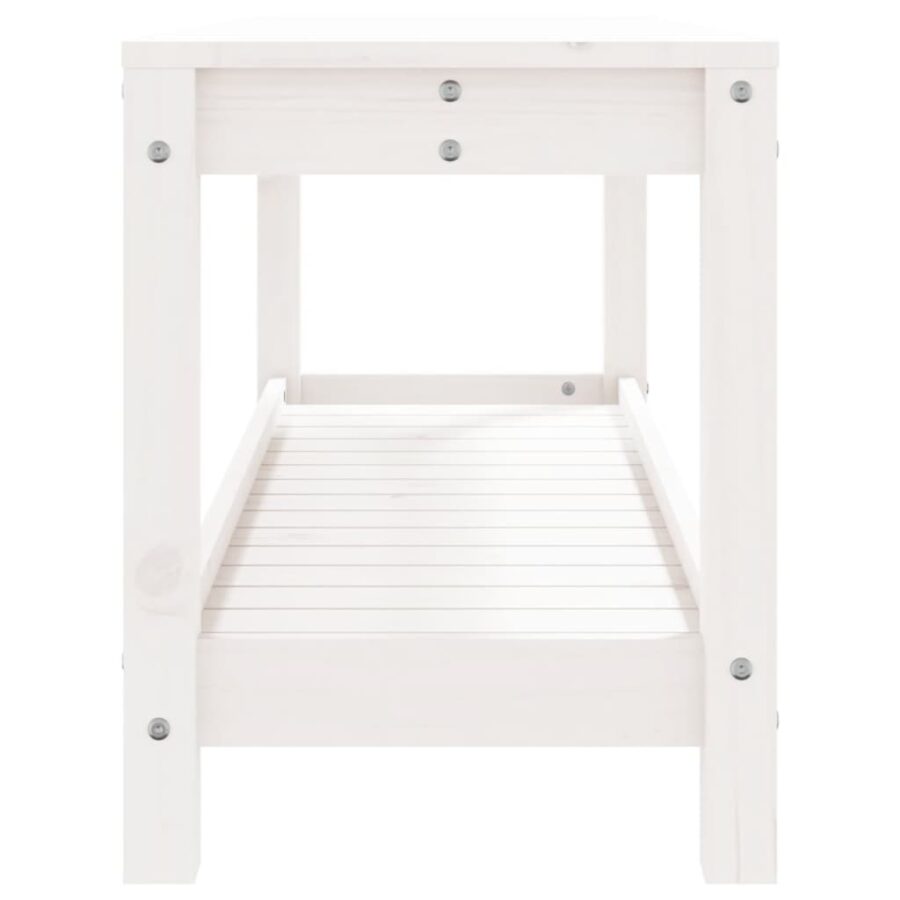 Tuinbank 108x35x45 cm massief grenenhout wit - Afbeelding 6