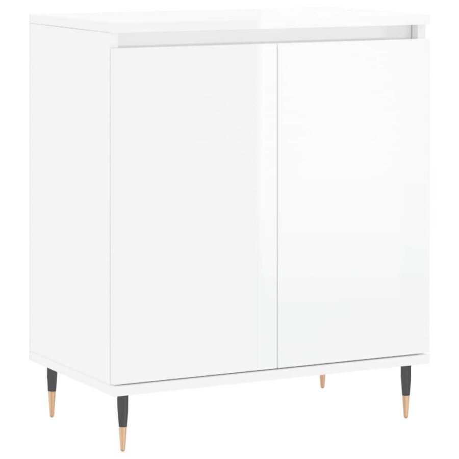 Dressoir 60x35x70 cm bewerkt hout hoogglans wit - Afbeelding 2