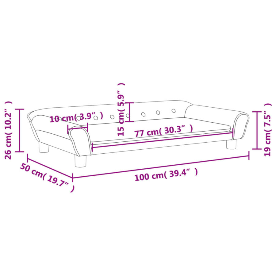 Kinderbank 100x50x26 cm fluweel roze - Afbeelding 7