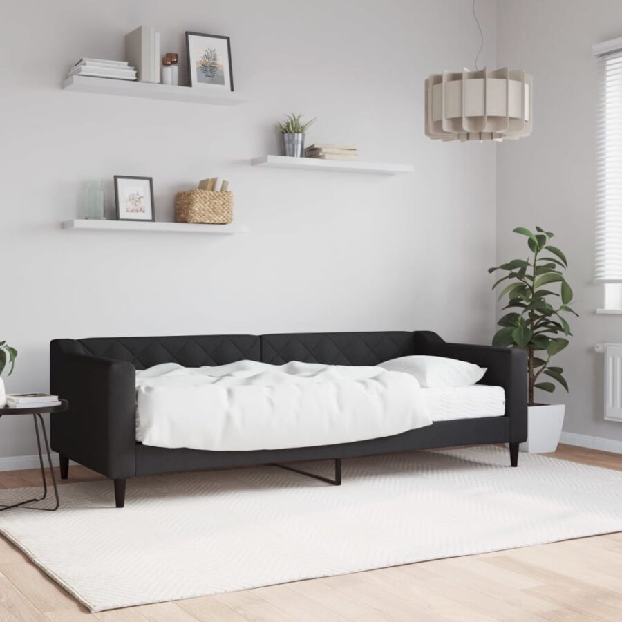 Slaapbank met matras 80x200 cm stof zwart