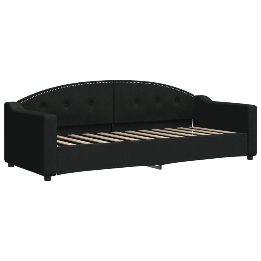 Slaapbank met matras 80x200 cm stof zwart - Afbeelding 3