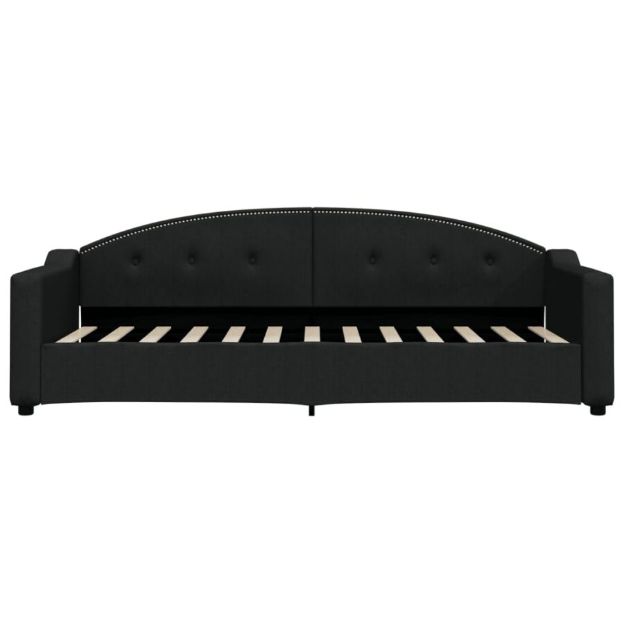 Slaapbank met matras 80x200 cm stof zwart - Afbeelding 4