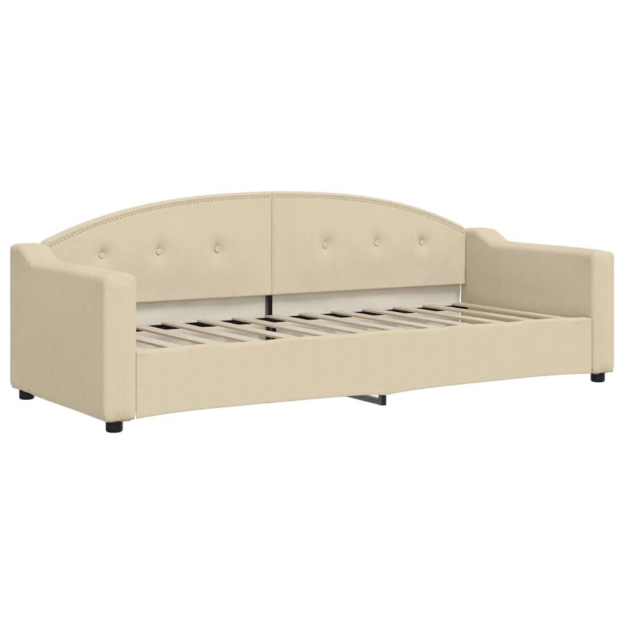 Slaapbank met onderschuifbed en lades 80x200 cm stof crèmekleur - Afbeelding 4