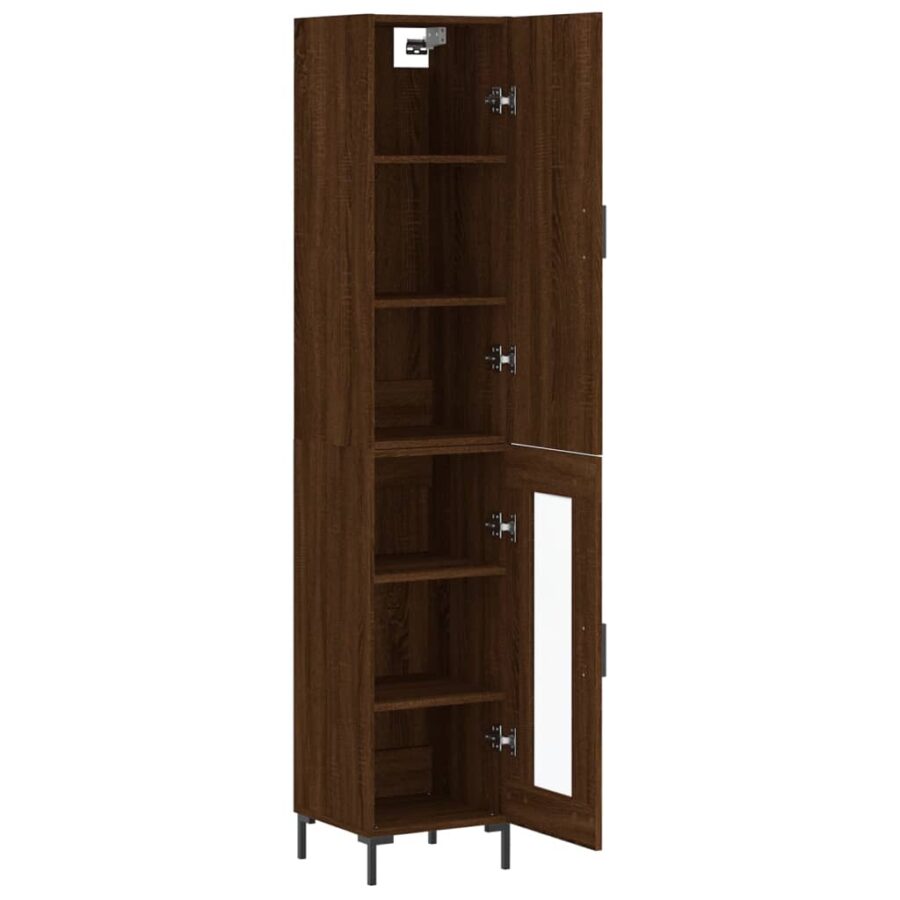 Hoge kast 34,5x34x180 cm bewerkt hout bruin eikenkleur - Afbeelding 4