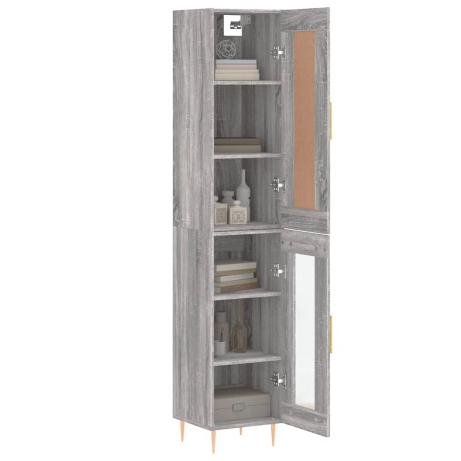Hoge kast 34,5x34x180 cm bewerkt hout grijs sonoma eikenkleurig - Afbeelding 3