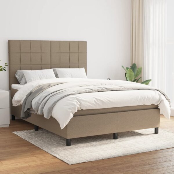 Boxspring met matras stof taupe 140x190 cm