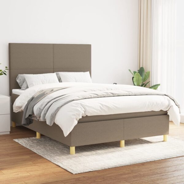 Boxspring met matras stof taupe 140x200 cm