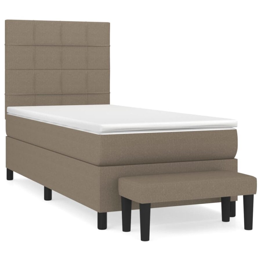 Boxspring met matras stof taupe 100x200 cm - Afbeelding 2