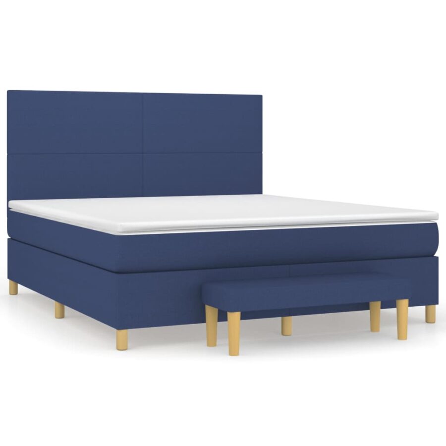 Boxspring met matras stof blauw 180x200 cm - Afbeelding 2