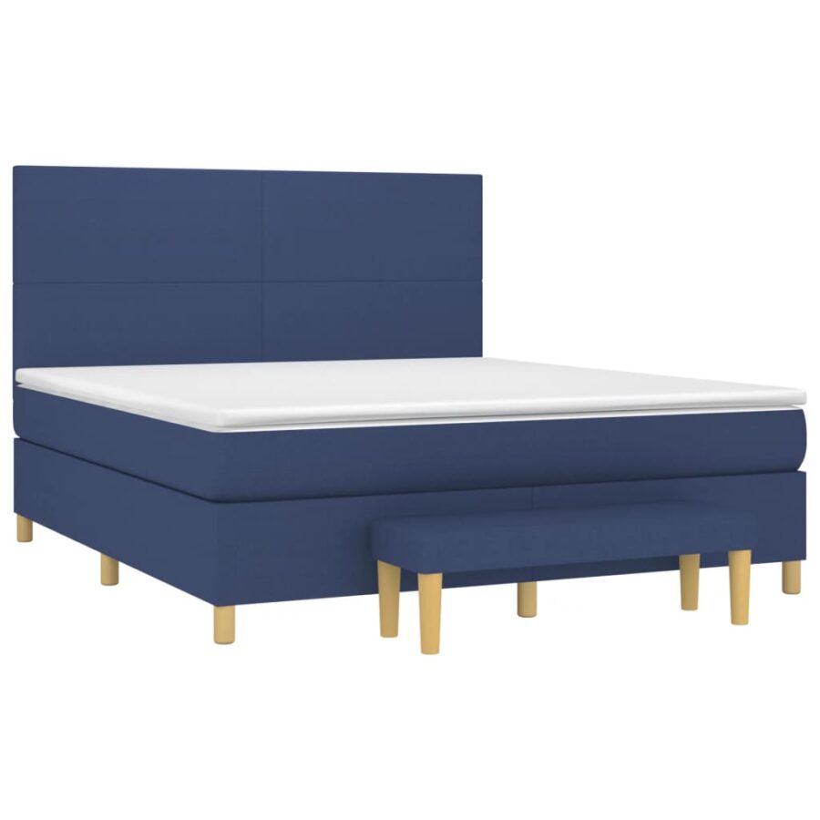 Boxspring met matras stof blauw 180x200 cm - Afbeelding 3