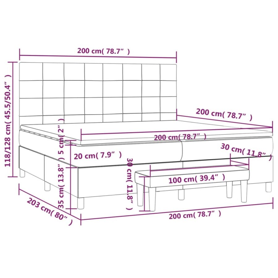 Boxspring met matras stof blauw 200x200 cm - Afbeelding 8