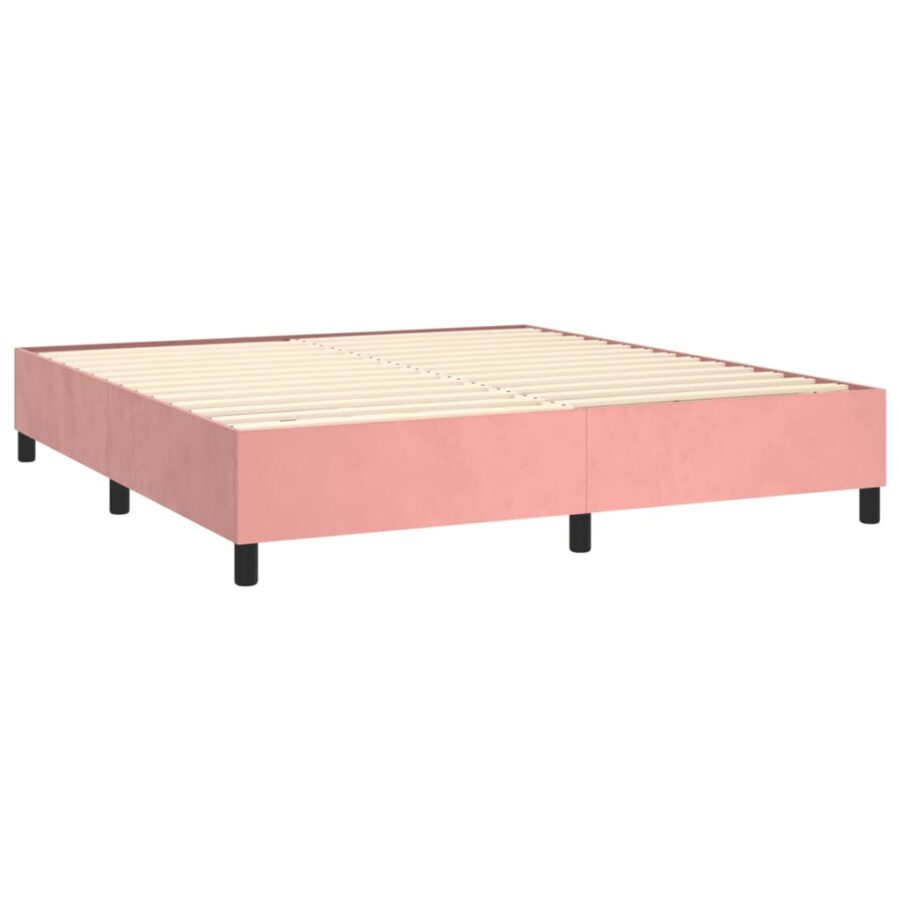 Boxspring met matras fluweel roze 180x200 cm - Afbeelding 4