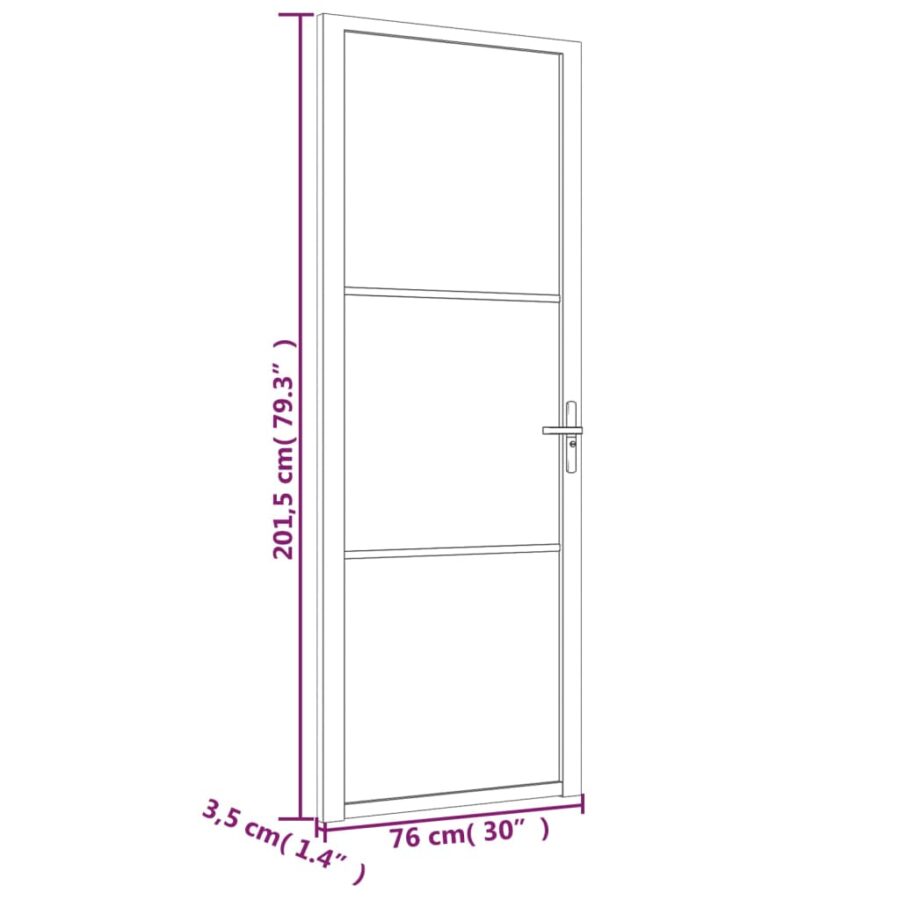 Binnendeur 76x201,5 cm ESG-glas en aluminium zwart - Afbeelding 6
