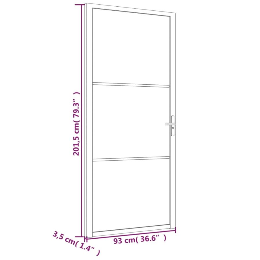 Binnendeur 93x201,5 cm matglas en aluminium wit - Afbeelding 6