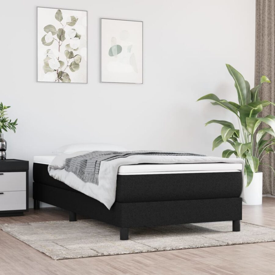 Boxspring met matras stof zwart 90x200 cm