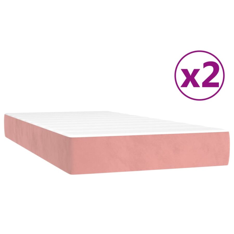 Boxspring met matras fluweel roze 200x200 cm - Afbeelding 5